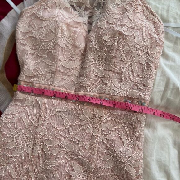 Windsor || Pink Laced Open Back Rhinestone Maxi Dress Halter Neck Top - Picture 9 of 13